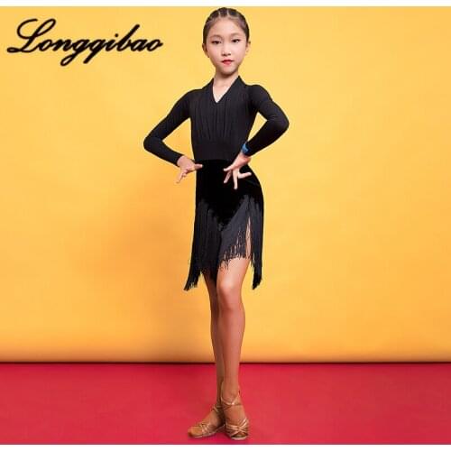 Baby girl Latin dance costume Lombard competition suit autumn and winter new performance dress children tassel dance dress