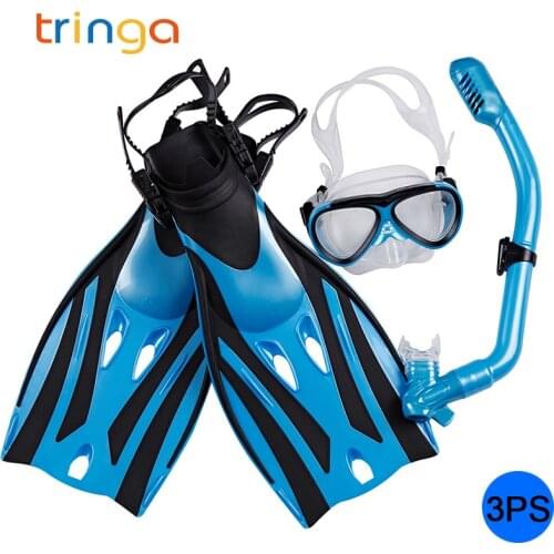 Kids Professional Dry Top Snorkel Set Scuba Mask Diving Mask Snorkeling Mask With Diving Fins For Swimming Spear Dive