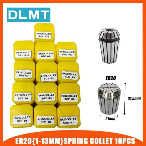 ER20 13pcs Collet Set 1mm-13mm Printemps Chunk pour Tour CNC Serrage Collet Chunk titulaire