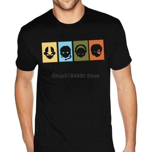 Harajuku Avatar The Last Airbender Playing Cards Tees Shirts Men Top Quality Short Sleeve Yellow Crew Neck Tee Shirts