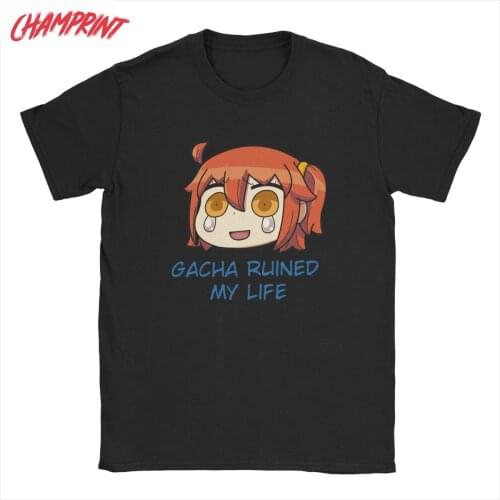 Gacha Ruined My Life Fate Grand Order Mens T Shirts FGO Novelty Tee Shirt Short Sleeve T-Shirts Pure Cotton Party Clothes