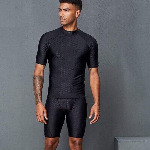 Imitation Shark Skin Waterproof Short Sleeve Swimsuit Mens Tops Quick Dry Swimwear Swimwear