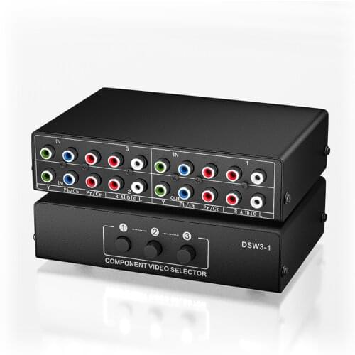 3-way RGB Component AV Switch video audio Selector 3 in 1 Output Ypbpr Component RGB Switcher box for TV 360 Wii PS2 PS3 DVD