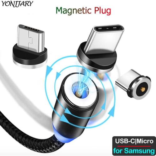 Round Magnetic Adapter Cable for Samsung Galaxy S20 S10 S9 S8 S7 S6 Plus Ultra Note 10 9 8 5 Lite Micro USB Type C Charger Plug