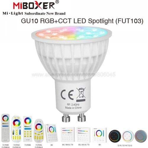MiLight GU10 4W RGB+CCT LED Bulb Spotlight FUT103 110V 220V Full Color Remote Control Smart Bulb WiFi Compatible 4-Zone Remote