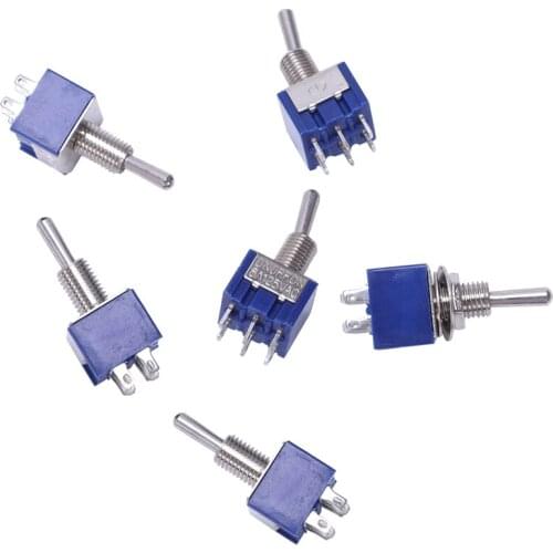 6 pieces On-off-on 3-way mini Toggle switch 6 pin 6A 125VAC