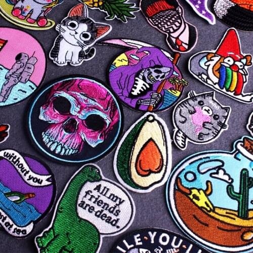 Diy Skull Patch Embroidered Patches For Clothing Badge Iron On Patches Stripe On Clothes Applique Jackets t-Shirt Patch Sticker