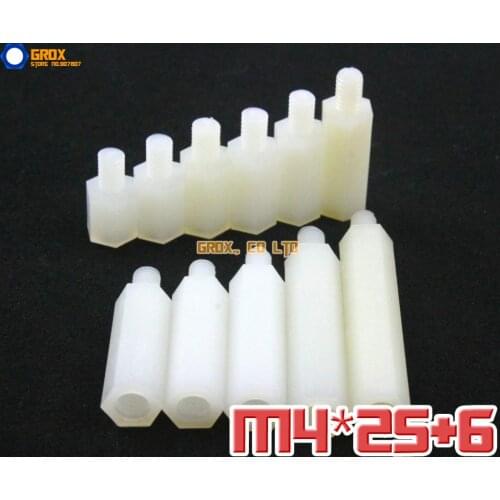 50 Pieces Nylon M4 x 25 + 6mm Female to Male PCB Motherboard Standoff Hex Spacer