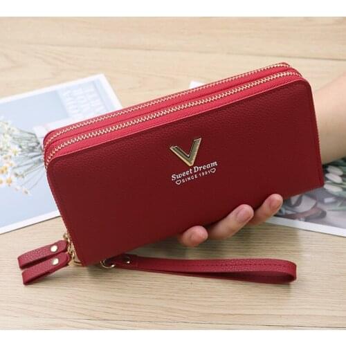 2020 New Phone Purses Women Wallets Big Female Purse Leather Brand Retro Ladies Long Woman Wallets Card Clutch Double Zipper