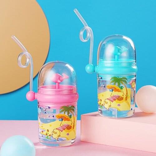 The new little whale will spray the water net red vibrato water cup children cute cartoon dolphin plastic straw cup