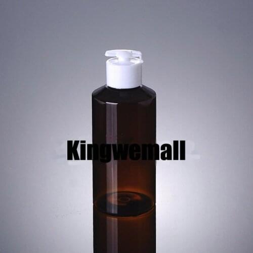 Wholesale 300pcs/lot Capacity 150ml Empty PET Brown Bottle with White Press Lids For Lotion or Cosmetic Packaging XCI37