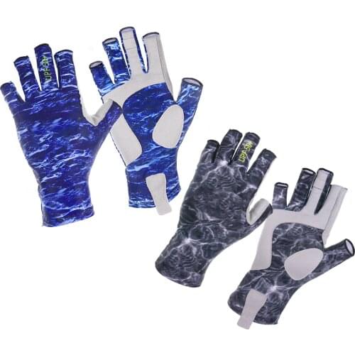 Summer Spring Outdoor Sports UPF50+ UV Care Gloves Breathable Quick Dry Fingerless Gloves Anti-skid for Fishing Cycling Boating