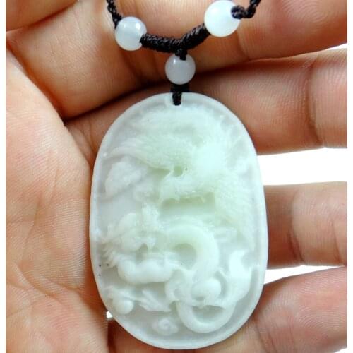 Natural stone Quartz Crystal hand-carved statue of Dragon and Phoenix amulet Pendant for diy Jewelry making necklace Accessories