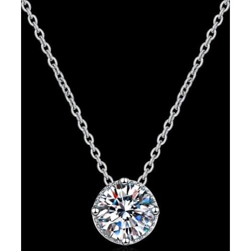 Luxury 925 Silver 1 Carat Excellent Cut D Color Pass Diamond Test Mossanite Necklace