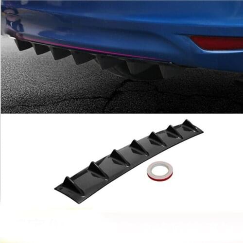 Universal Car Rear Bumper Lip Diffuser 7 Fin Gloss Black Car Rear Bumper Car Back Spoiler Car-Styling ABS Plastic Top