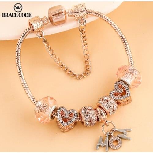 Foreign Trade Supply Rose Gold MOM Charm Women Bracelet DIY Jewelry Boutique Brand Ladies Bracelet Gift Direct Sales