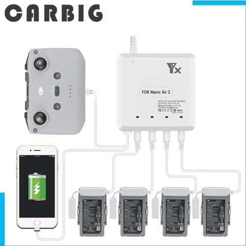 For Mavic Air 2 /2S Drone 6 in 1 Battery Charger with USB Port Remote Control Charging Hub Intelligent Multi Charger Accessory
