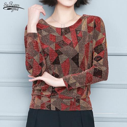 Plus Size New Fashion Lattice Shirt Elegant Shiny Sequin Blouse Tunic Women Blouse Shine Womens Blouse Glitter Shirt Tops 15801