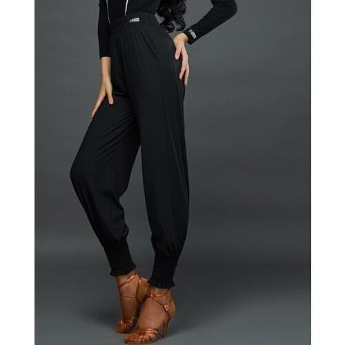 2020 Latin Dance Pants For Women Loose Trousers Chacha Samba Tango Ballroom Dance Competition Pants Latin Dance Wear DQS5898