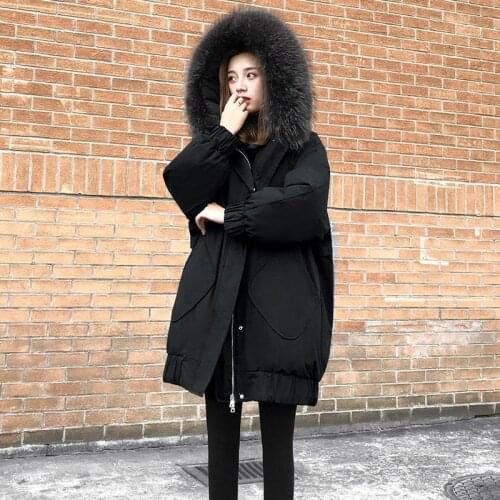 Winter Jacket Women Fur Collar Long Sleeve Parka Thicken Warm Down Coat Outerwear Womens Puffer Jacket Casaco Feminino X471