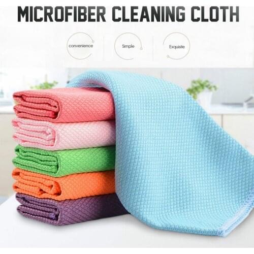 1pc Efficient Microfiber Fish Scale Wipe Cloth Anti-grease Wiping Rag Super Absorbent Home Washing Dish Kitchen Cleaning Towel