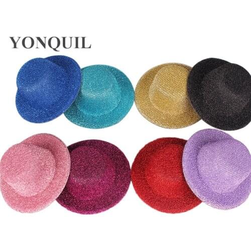 2.75"(7CM) 8 Color Mini Top Fascinator Hats Blingbling Children Party Hats Show Headpiece DIY Hair Accessory 24 Pieces/Lot MH001