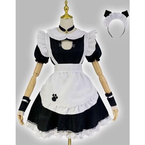 2021 New Women Maid Outfit NEKOPARA Cosplay Chocola Vanilla Cosplay Costumes Full Set Lolita Dress with Accessories Party Dress
