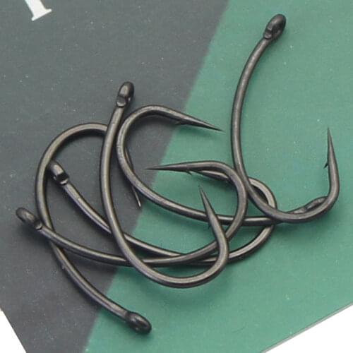 25PCS High Carbon Steel Carp Fishing Hook Micro Barbed Carp Rigs PTFE Coated Hook Single Circle Carp Hook For Fishing Accessorie