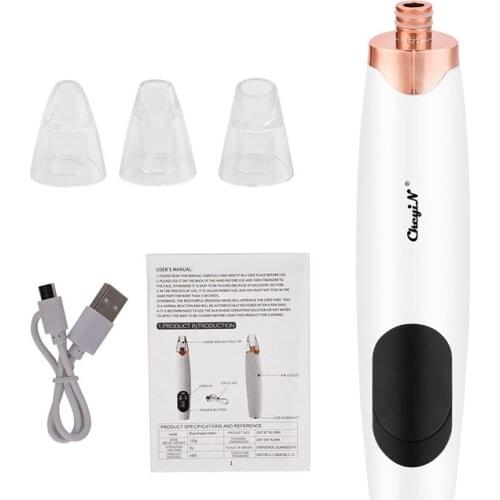 3 In 1 USB Rechargeable Blackhead Remover Face Pore Cleaner Acne Pimple Removal Vacuum Suction Facial Beauty Skin Care Machine