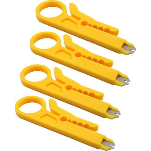 4pcs Small Wire Stripper,Portable Crimping Tool RJ45 Ethernet Module Impact Crimping Tool Network Cable Cutting (yellow