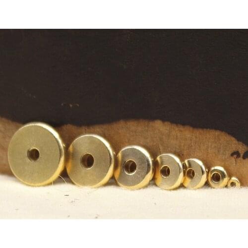 50pcs/lot High Quality Flat Round Copper Beads Spacer 3-14mm Handmade Metal Brass Loose Fine Shim Beads DIY Jewelry Accessories