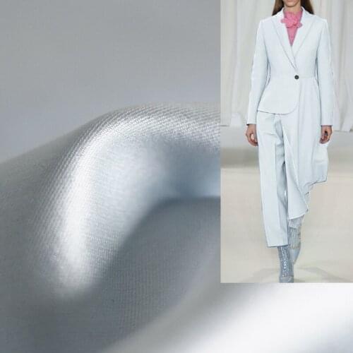 White waxberr 36momme Blue Thicken Silk Wool Fabrics Garment Materials Autumn Women Suits Jacket DIY Sewing Tailor Freeshipping