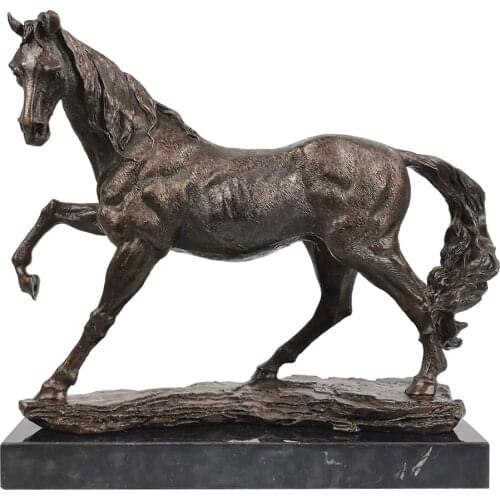 Hurtling Horse Statue Bronze Animal Sculpture Chinese Zodiac Art Office Table Home Decoration