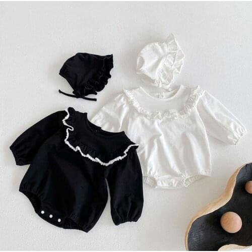 Spring Kids Baby Girl Long Sleeve Pure Color Lace Rompers Autumn Newborn Infant Baby Girl Rompers Baby Girl Clothes Rompers