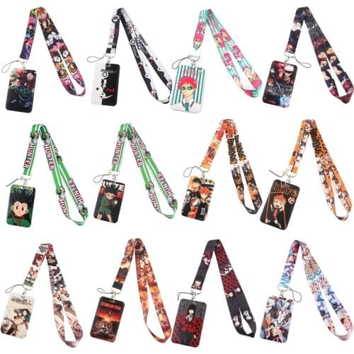 DZ1220 New Fashion Cute Anime Lanyard Credit Card ID Holder Bag Student Women Travel Bank Bus Business Card Cover Badge1
