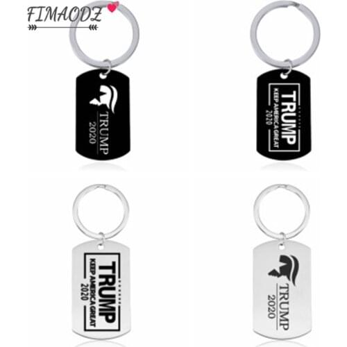 FIMAODZ Newest Donald Trump Election Keychain Keep America Great 2020 High Quality Stainless Steel Key Chain Ring Fans Gift