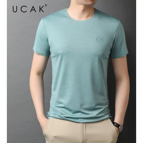UCAK Brand Classic O-Neck Solid Color Short Sleeve T-Shirts Summer New Fashion Arrivals Streetwear Casual T Shirt Homme U5551