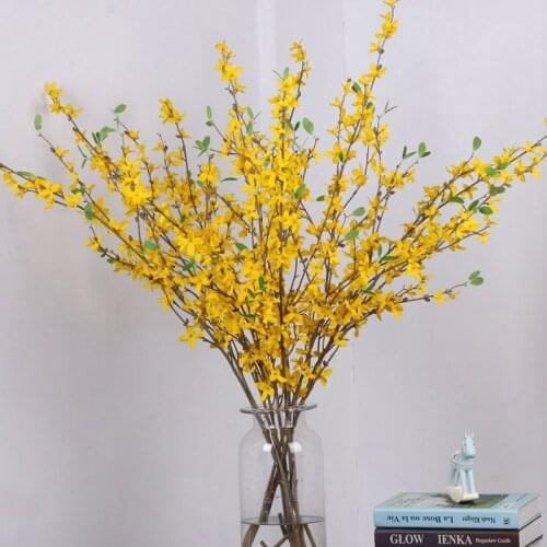 Artificial Silk Flowers Forsythia Plastic Craft Flower Fake Plant Wedding Home Party Table Office Ornaments Diy Home Decoration