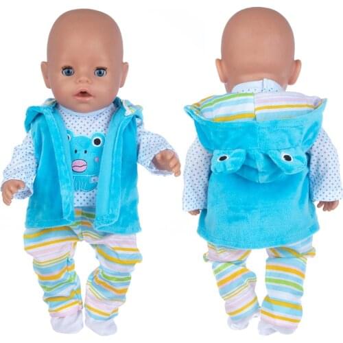 2021 New New frog suit, jumpsuit, jacket, socks Suit For 17 Inch Baby Doll 43cm Clothes, Doll accessories