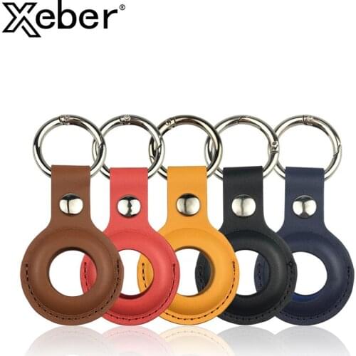 Leather Key Ring Case For Apple Airtags Protective Cover Bumper Shell Tracker Accessories Anti-scratch Air Tag Keychain Sleeve