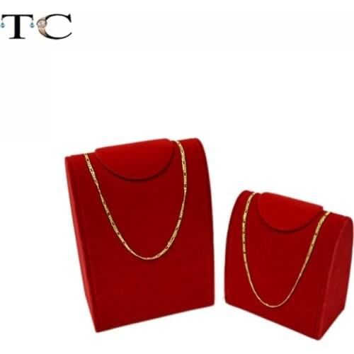 Red Velvet Jewelry Display Props Wooden Jewelry Necklace Pendant Show Bust Stand Holder Shelf 12.5 cm/18.5 cm