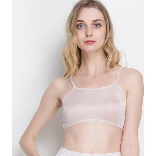 Summer Silk 100% Silk All-match Small Sling Simple Backing Wrapped Chest Underwear