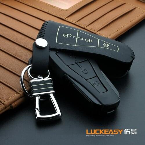 Luckeasy Morris Garages MG 6 mg5 2010 2012 2015 Genuine Leather Car Key Cover wallet holder remote car key2a