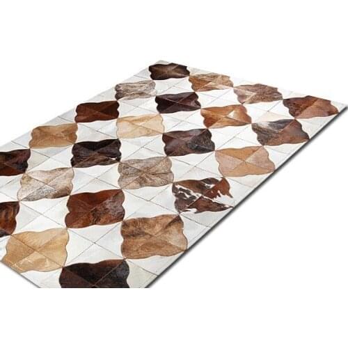 Fashionable art carpet 100% natural genuine cowhide leather wall to wall carpet