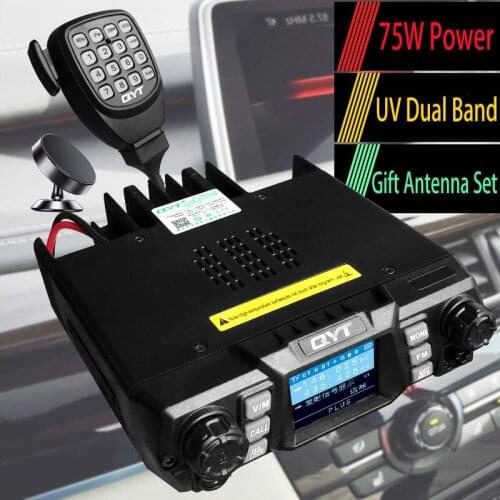 1pz QYT KT-980 Plus 75W Powerful Dual Band Mobile Radio for 24V Car Two-way CB Radio Walkie Talkie 50km for Self-Driving/Trucker