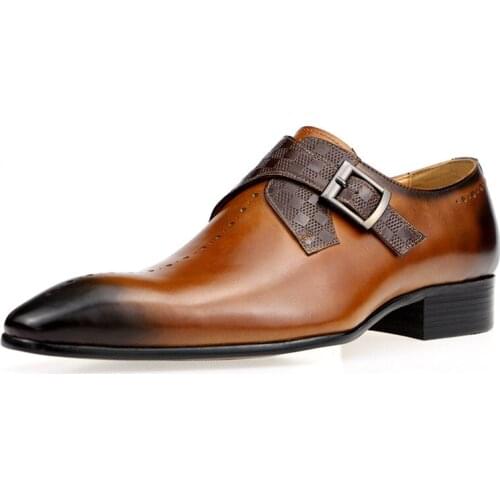 Men Shoes Formal Mens Social Male Oxford for Wedding Office Shoes Genuine Leather Zapatillas Pointed Toe Luxury Men Brogue