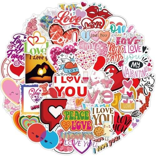 10/50pcsCartoon Valentines Day Stickers Cute Stickers Doodle Stickers Guitar Motorcycle Laptop Children Toy Stickers