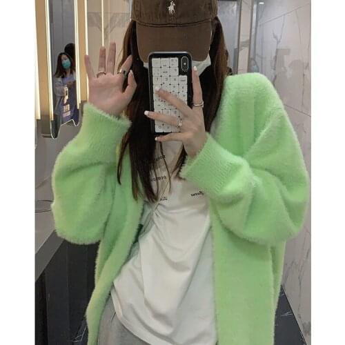 2021 New Autumn Winter Womens Knitwear Casual Stylish Knitted Sweaters Cardigans Korean Style Lady Open Stitch Cardigan Q769