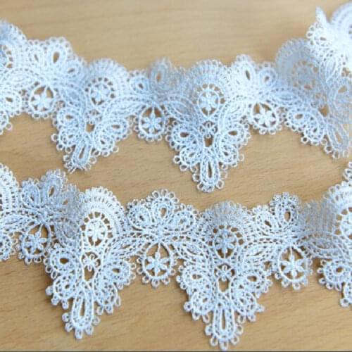 1Yards Embroidery Ribbon Lace Trim Applique Lace Sewing 6cm Black White Lace Fabric For Wedding Dresses telas de encaje LE26