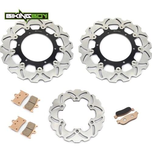 BIKINGBOY Front Rear Brake Discs Disks Rotors + Pads For Yamaha YZF R6 99 00 01 02 R1 2002 2003 Full Set 300mm 220mm Motorcycle